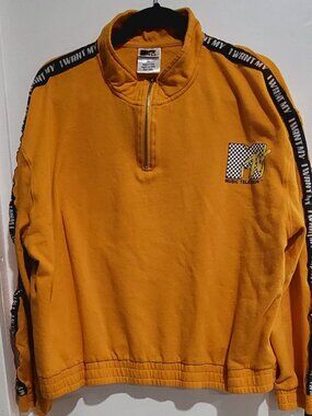 MTV Womens Quarter Zip Pullover Sweatshirt Mustard Yellow I Want My MTV Retro
